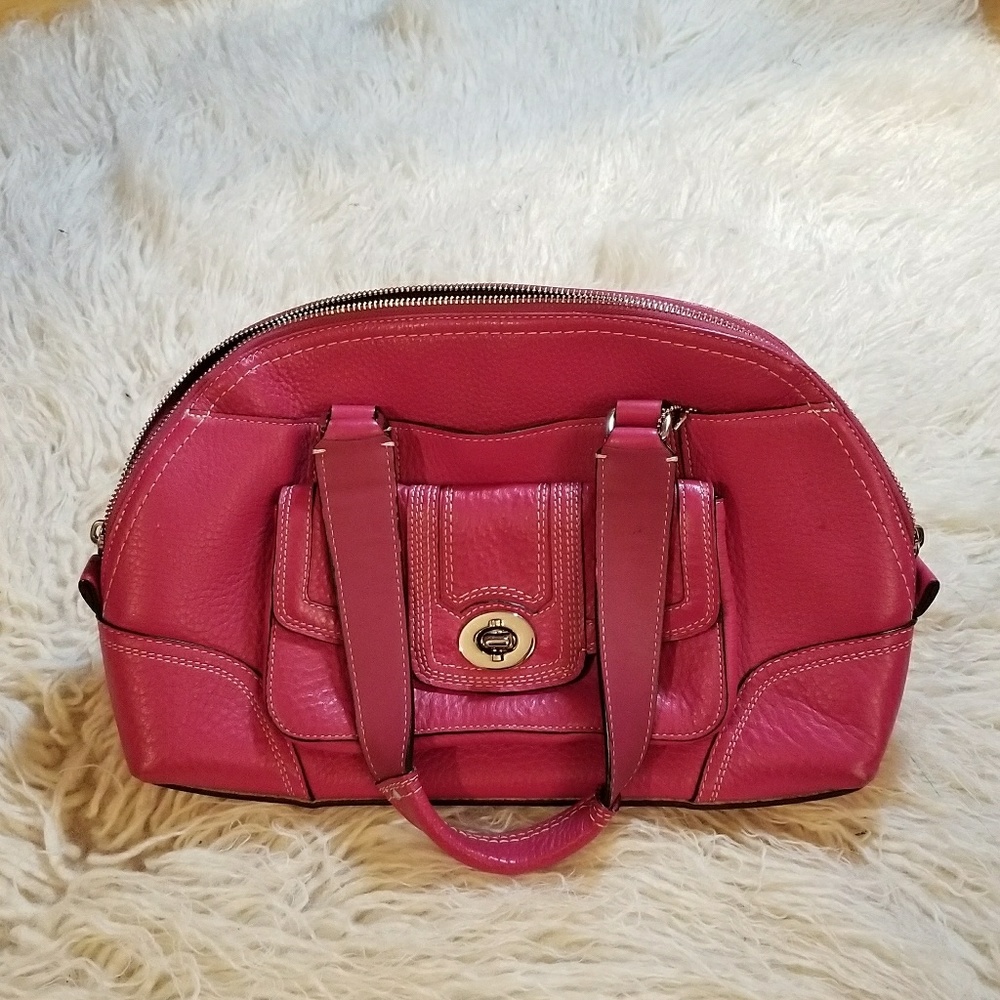 Pink leather coach bag